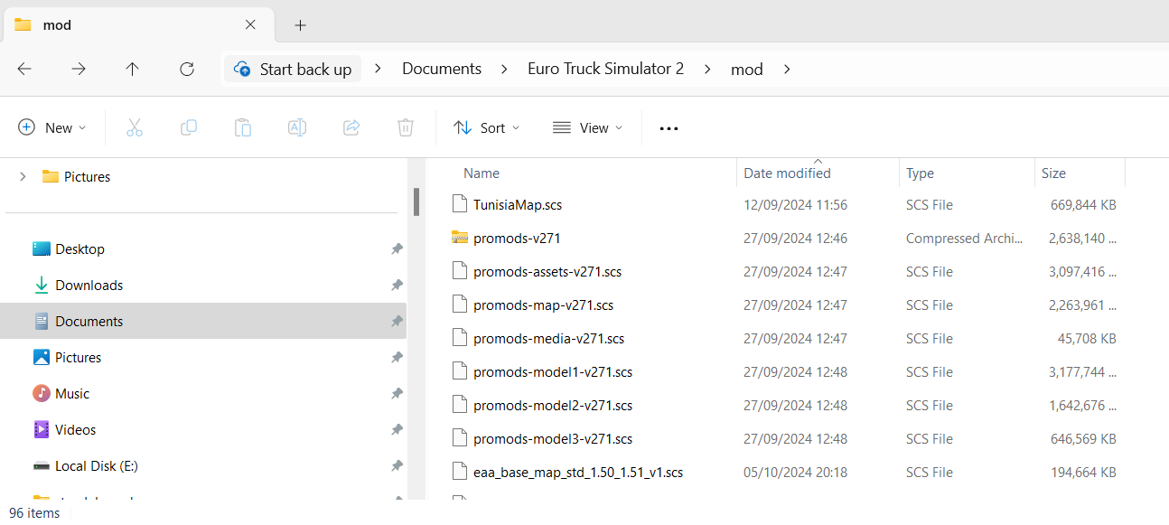 Placing ProMods files in the mod folder