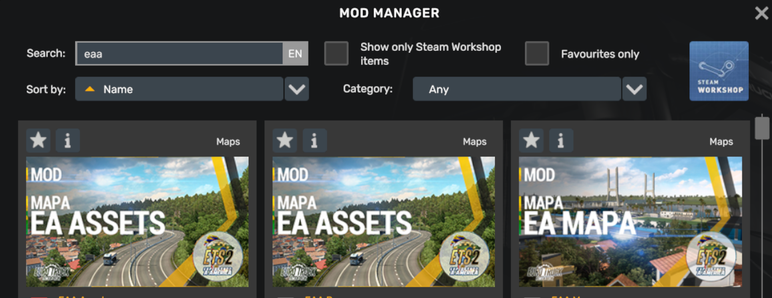 ETS2 Mod Manager example for disabling mods